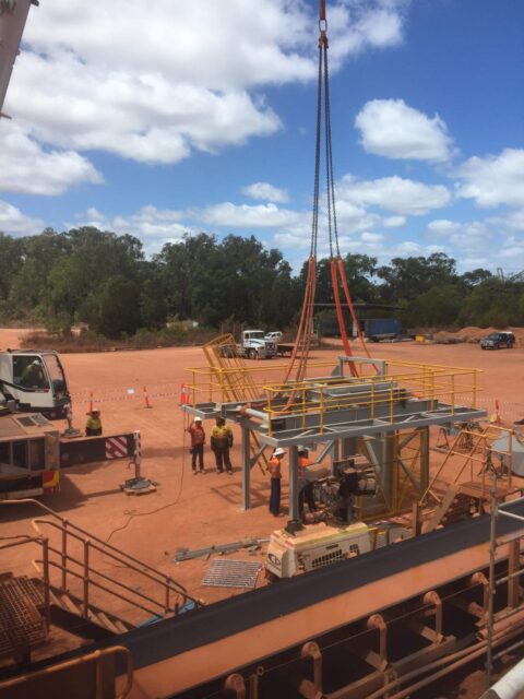 Platform fabrication off site and installation during shutdown. Weipa.